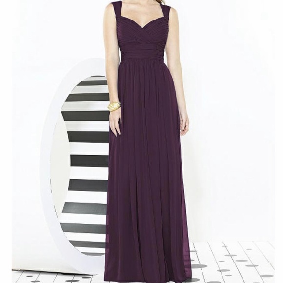 After Six Dresses & Skirts - After Six Aubergine Ruched Chiffon Gown w/ Slit — Bridesmaid or Formal